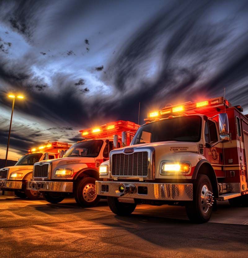 Fleet of Three Fire Department Ambulances