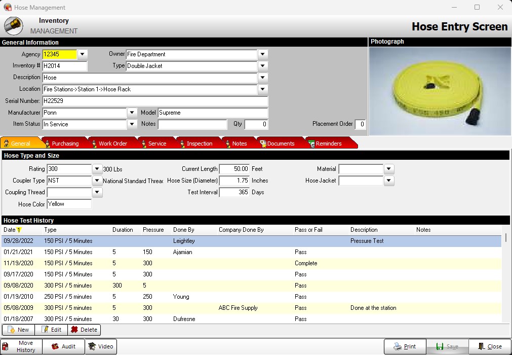 maintenance hose testing