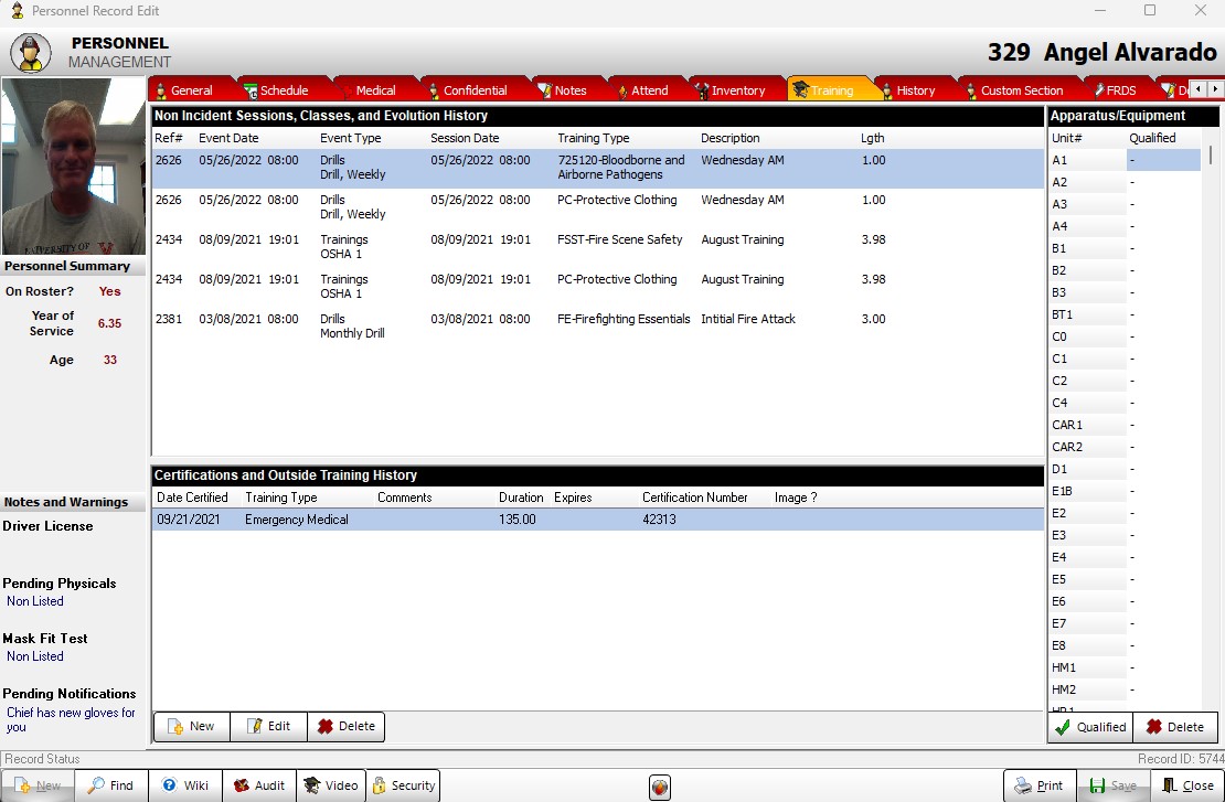 Reporting Personnel Compliance Certification Tracking